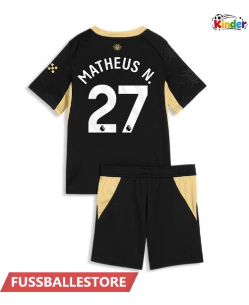 Günstige Manchester City Matheus Nunes #27 Auswärts Trikotsatzt Kinder 2026-27 Kurzarm (+ Kurze Hosen)